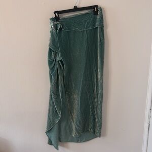 Vintage Ralph Lauren Purple Label Light Blue Velvet Midi Skirt Size 8